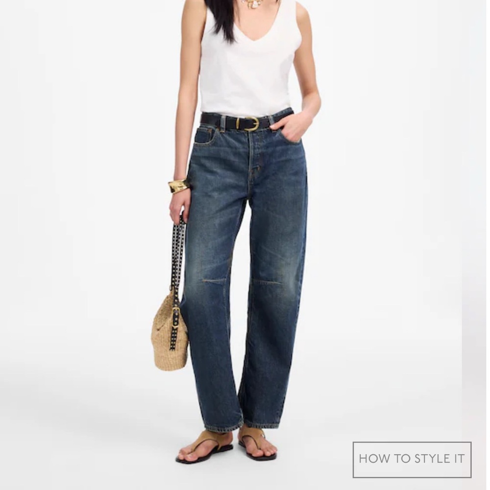 Madewell Dark Blue Darted Barrel Jeans